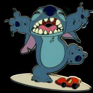 NEW Disney Trading Pin STITCH AS GODZILLA PRETENDING TO CRUSH TOY RED CAR 06266G